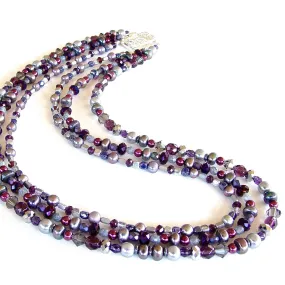 Nehi: 22" Purple Multi Strand Necklace