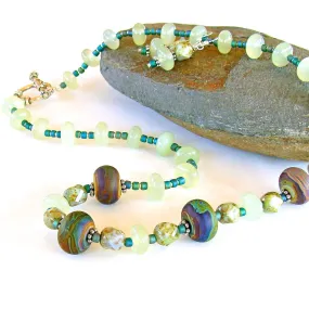 New Day: 20" New Jade Necklace and Earrings