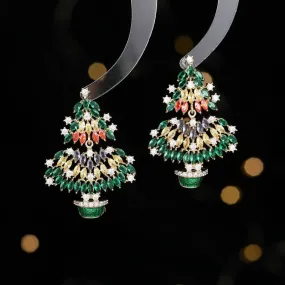 New Fashion festival Earrings Colorful Zircon Christmas Tree Earrings Christmas Gift LYX059