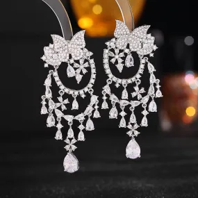 New trendy vintage  zirconia waterdrop butterfly earrings women wendding ear jewelry party dress accessories  LYG176