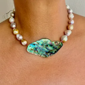 ocean queen pearl and abalone shell necklace