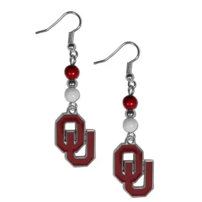 Oklahoma Sooners Fan Bead Dangle Earrings