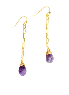 Olivia Amethyst paperclip Earrings