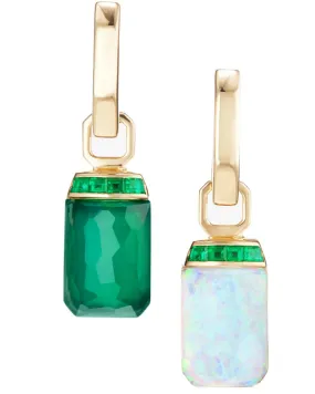 Opal and Green Agate Tablet Twister Earrings