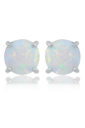 OPAL GLOW WHITE CREATED OPAL STUD EARRINGS SILVER