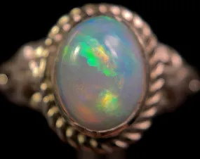 OPAL RING - Sterling Silver, Size 5.5 - Ethiopian Opal Rings for Women, Bridal Jewelry, Welo Opal, 49234