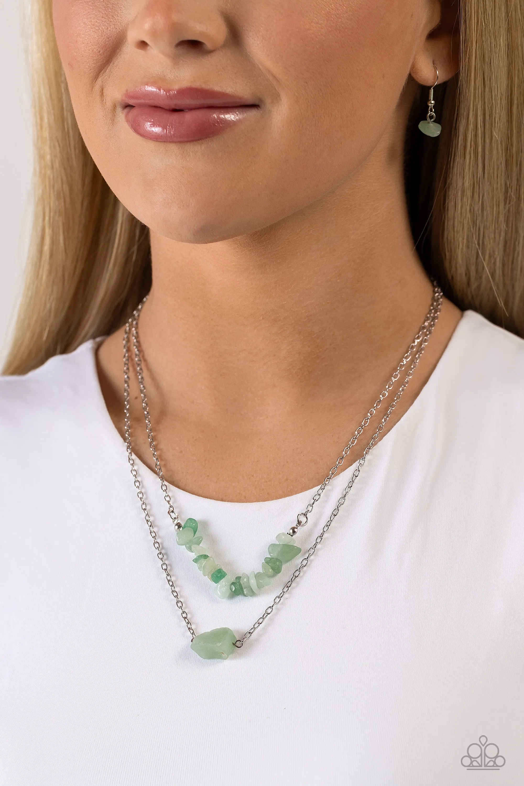 Open Door Jewelry - Chiseled Caliber - Green Necklace - Paparazzi Accessories