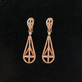 Open Teardrop Shaped Diamond Dangle Earrings