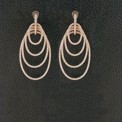 Oval Loop Diamond Dangle Earrings