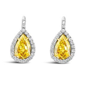 Pear Shaped Yellow Diamond Earrings