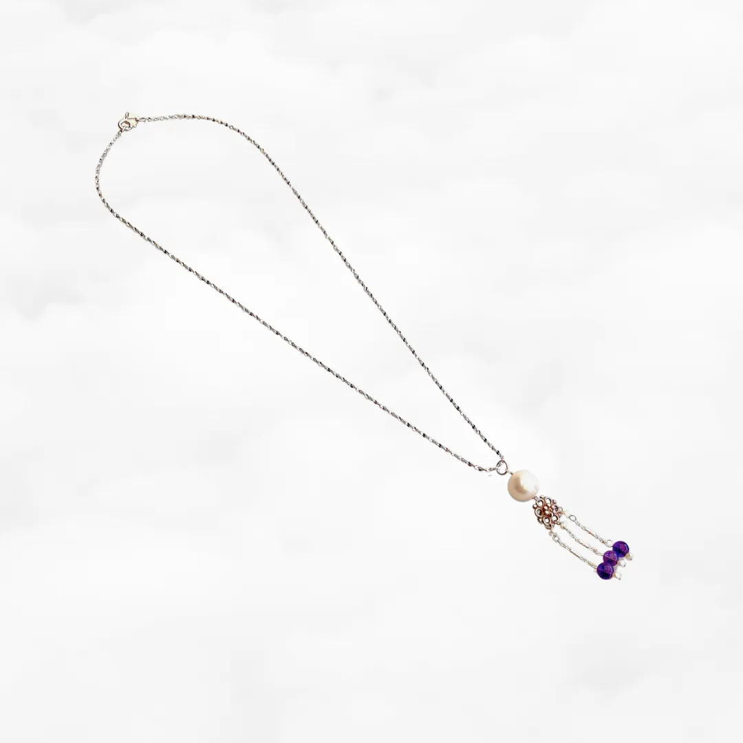 Pearl and Amethyst Tassel Necklace