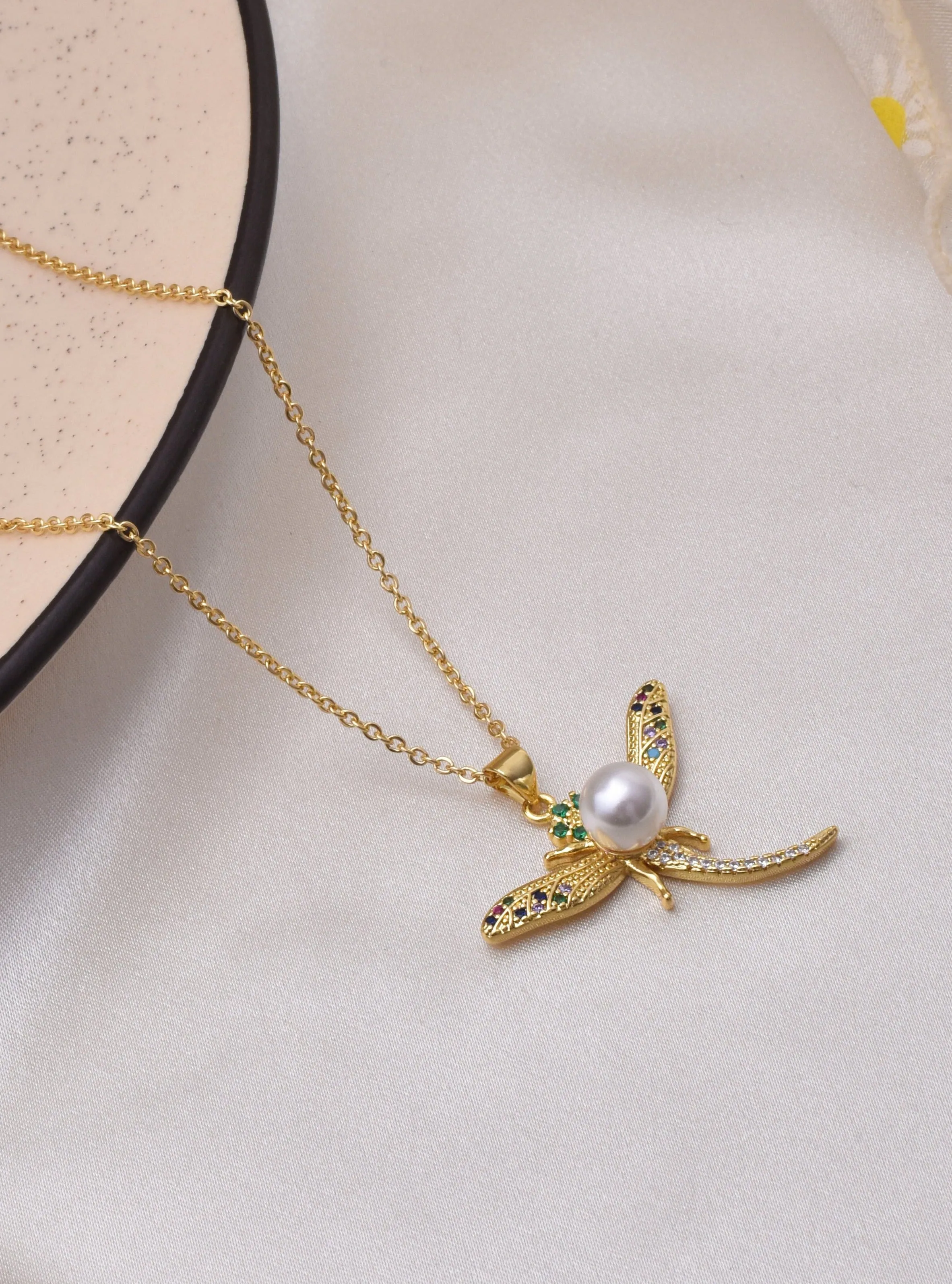 Pearl Dragonfly Necklace