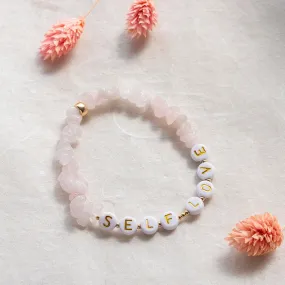 Personalised Rose Quartz Crystal Chip Bracelet