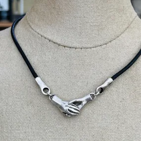 Pewter Hand in Hand Necklace