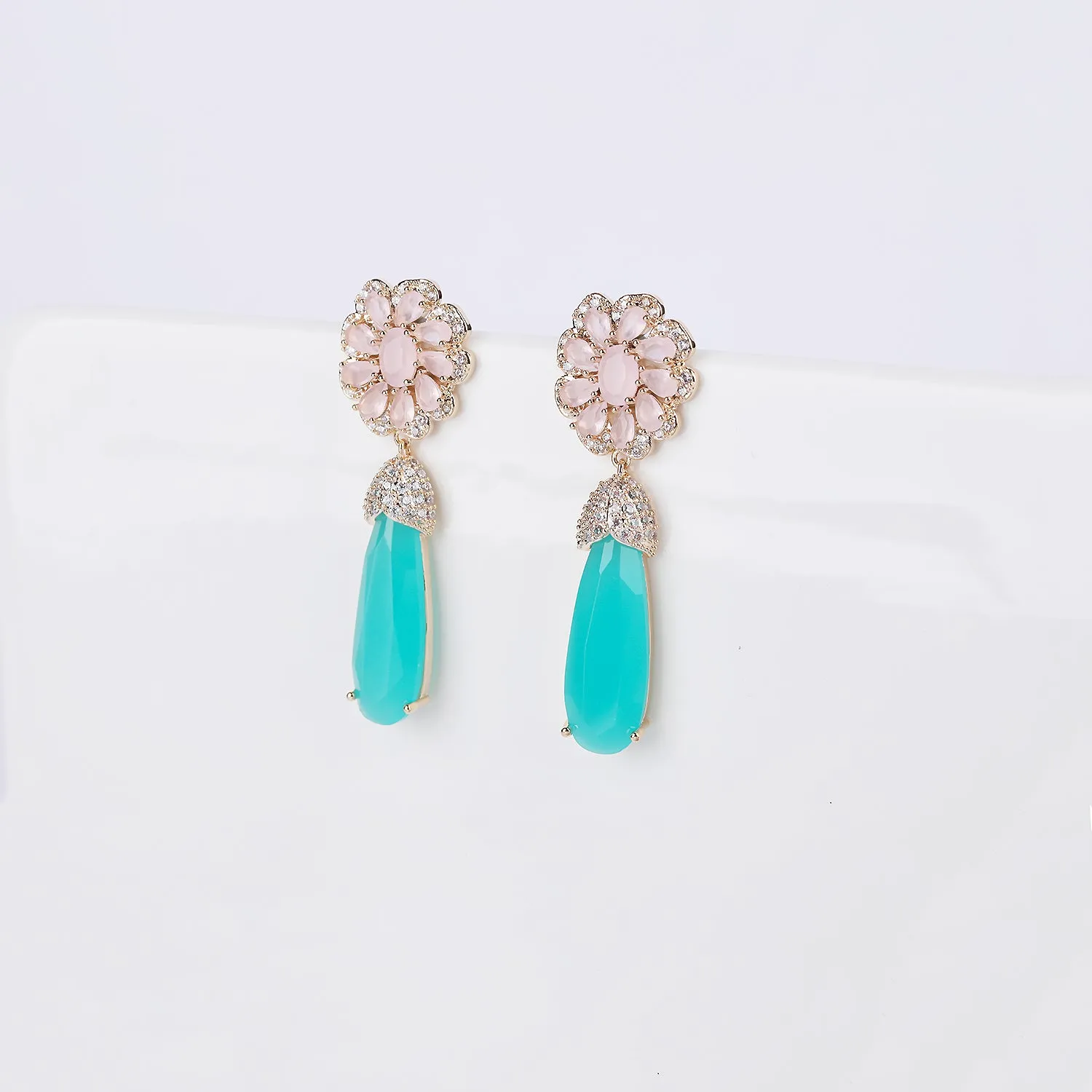 Popular Zircon Round Flower Drop Earring, Women's Girl's Gatherings Jewelry CE1194