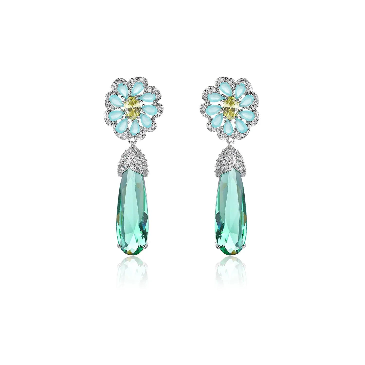 Popular Zircon Round Flower Drop Earring, Women's Girl's Gatherings Jewelry CE1194