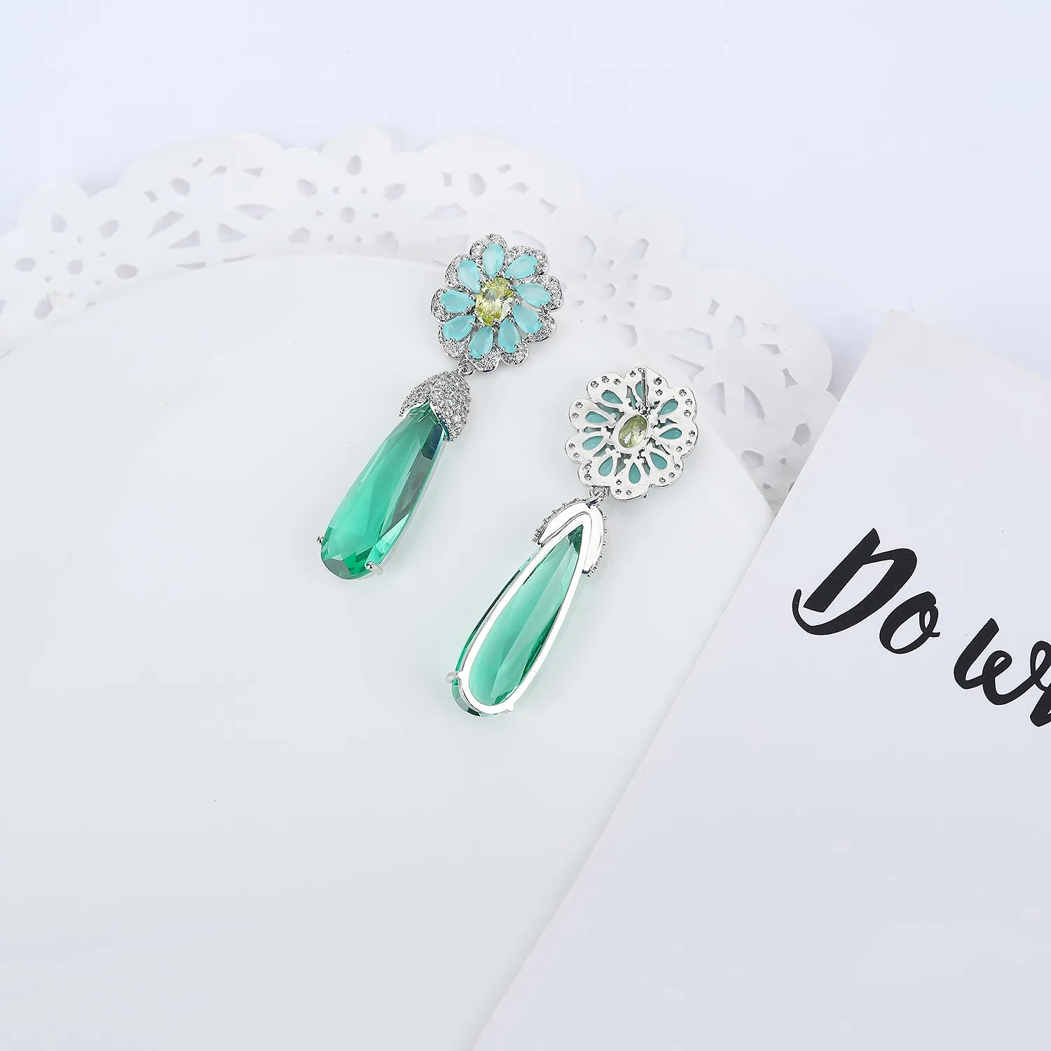 Popular Zircon Round Flower Drop Earring, Women's Girl's Gatherings Jewelry CE1194