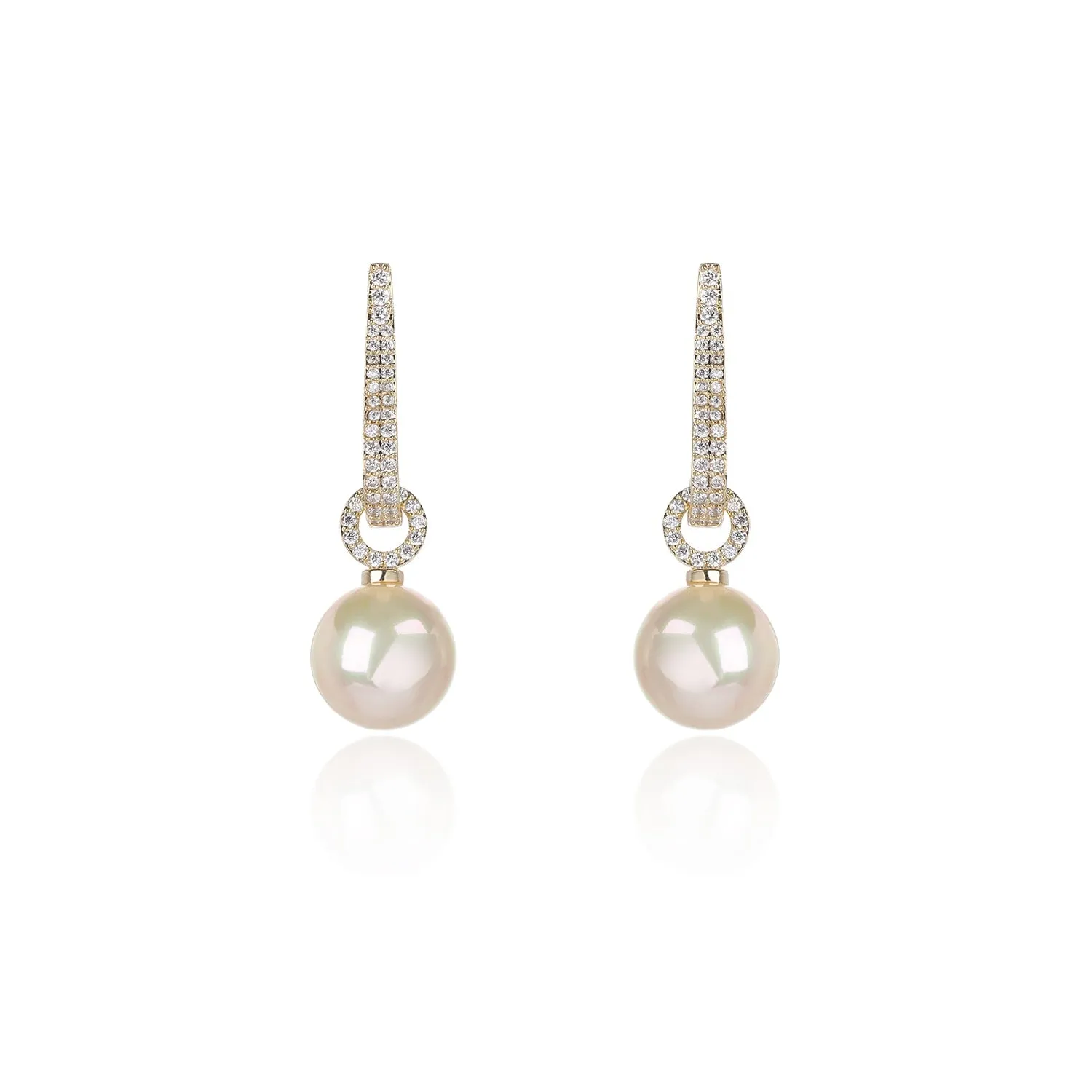 Pretty Cubic Zirconia Drop Earring for Wedding, Pearl Prom Dangle Jewelry for Women and Bride CE11893