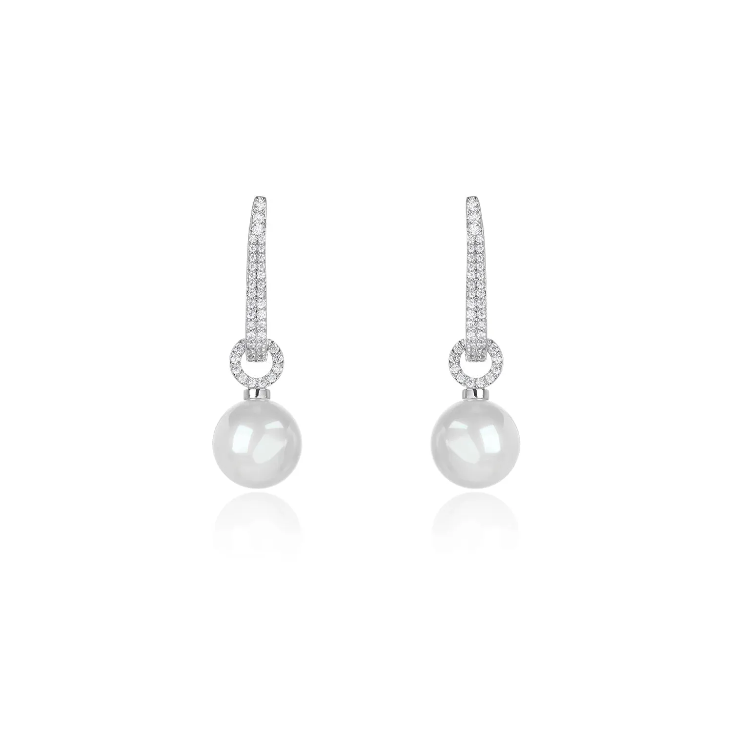 Pretty Cubic Zirconia Drop Earring for Wedding, Pearl Prom Dangle Jewelry for Women and Bride CE11893