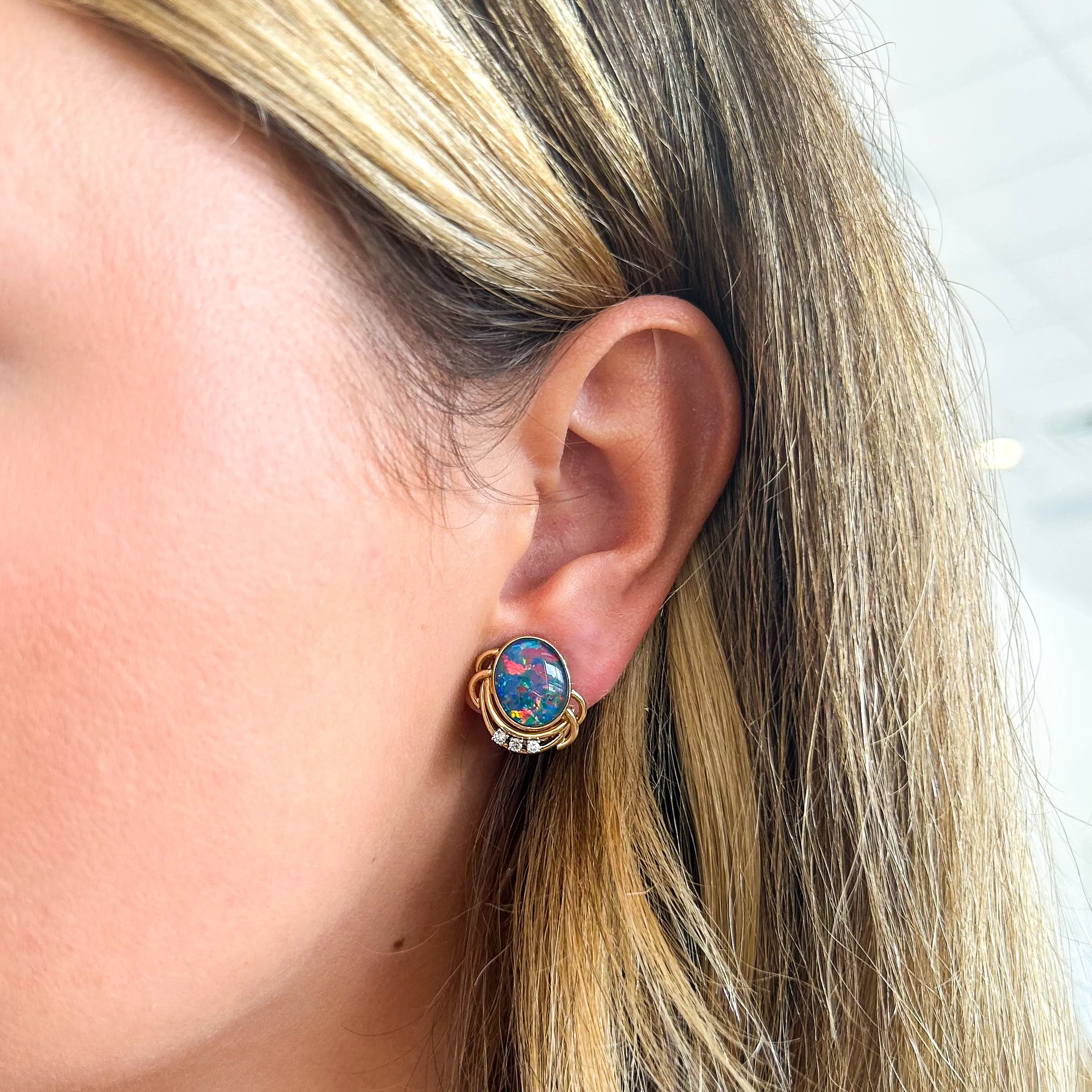 Previously Loved Opal Doublet Clip On Earrings