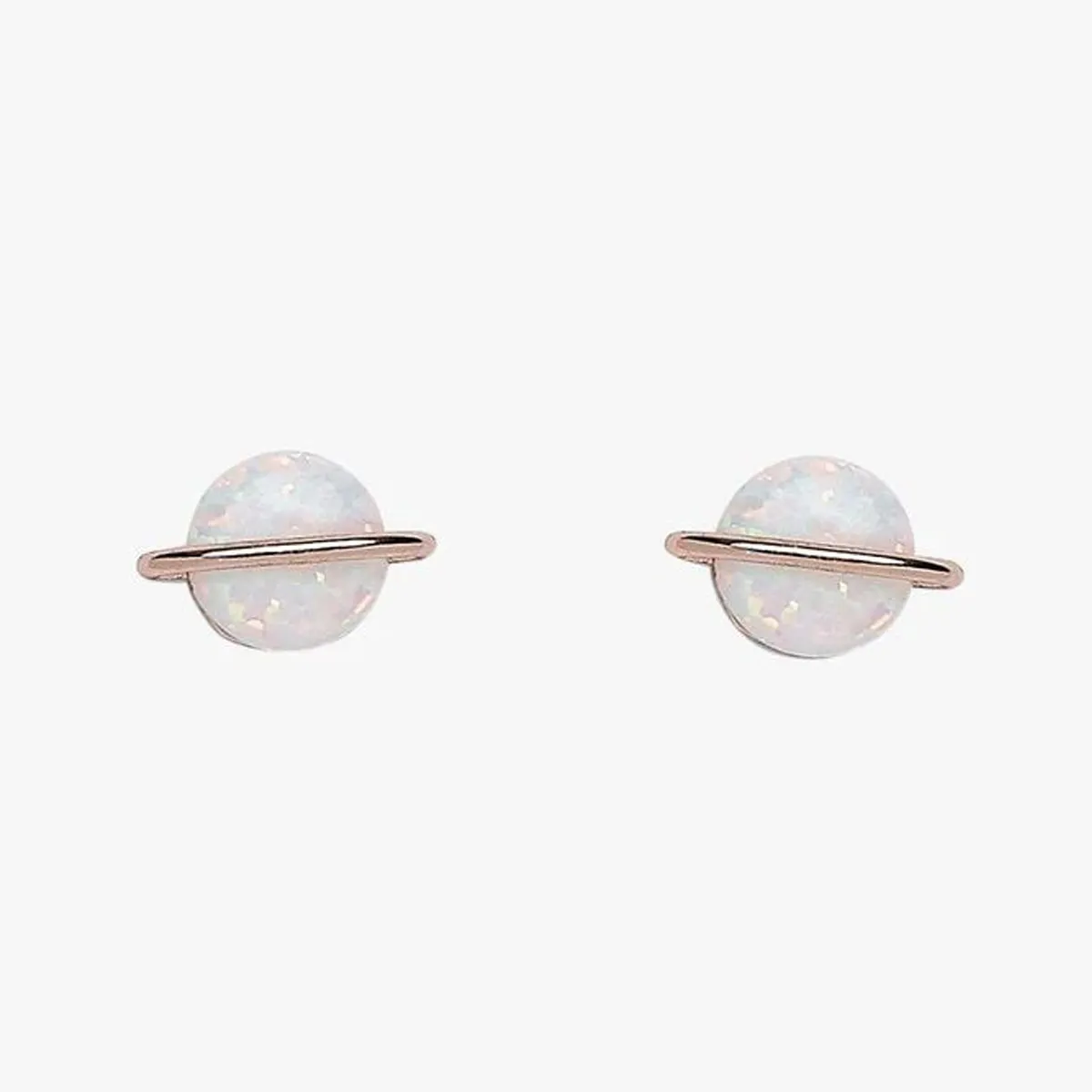 Pura Vida Stud Earrings Opal Saturn Silver One Size