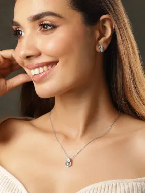 Rhodium-Plated CZ-Studded Pendent Set