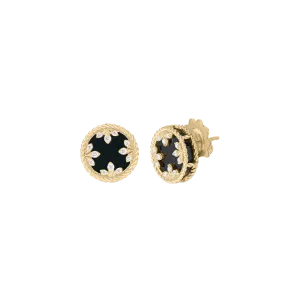 Roberto Coin Venetian Princess Black Jade and Diamond Stud Earrings