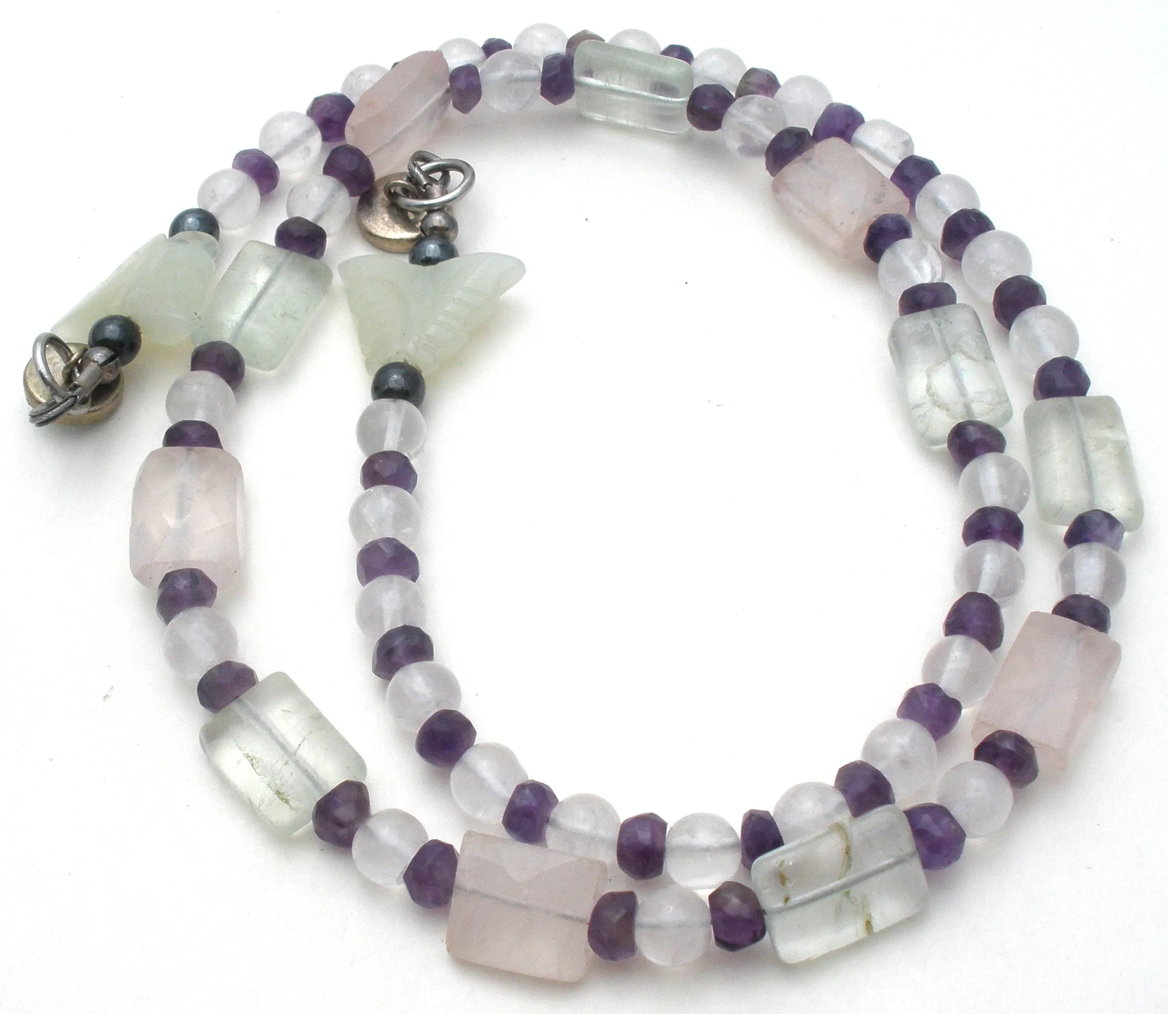 Rose Quartz Amethyst Bead Necklace Vintage