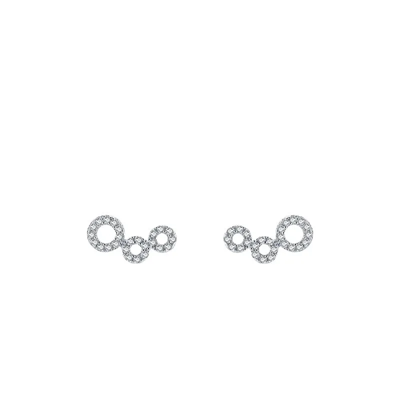 S925 Sterling Silver Micro Inlaid Zircon Hollow Earrings for Women - Elegant Silver Jewelry