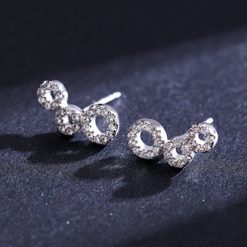 S925 Sterling Silver Micro Inlaid Zircon Hollow Earrings for Women - Elegant Silver Jewelry