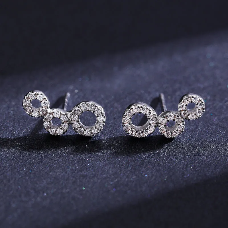 S925 Sterling Silver Micro Inlaid Zircon Hollow Earrings for Women - Elegant Silver Jewelry