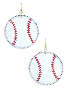 SE7135 Rhinestone Trim Baseball Earrings