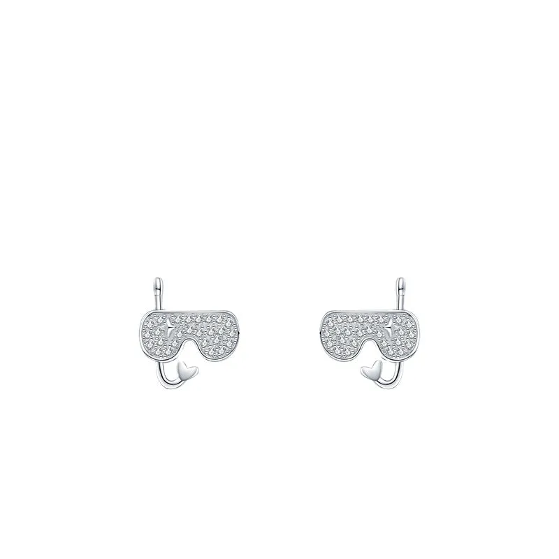 Shimmering Zircon Submarine Mirror Earrings in S925 Silver