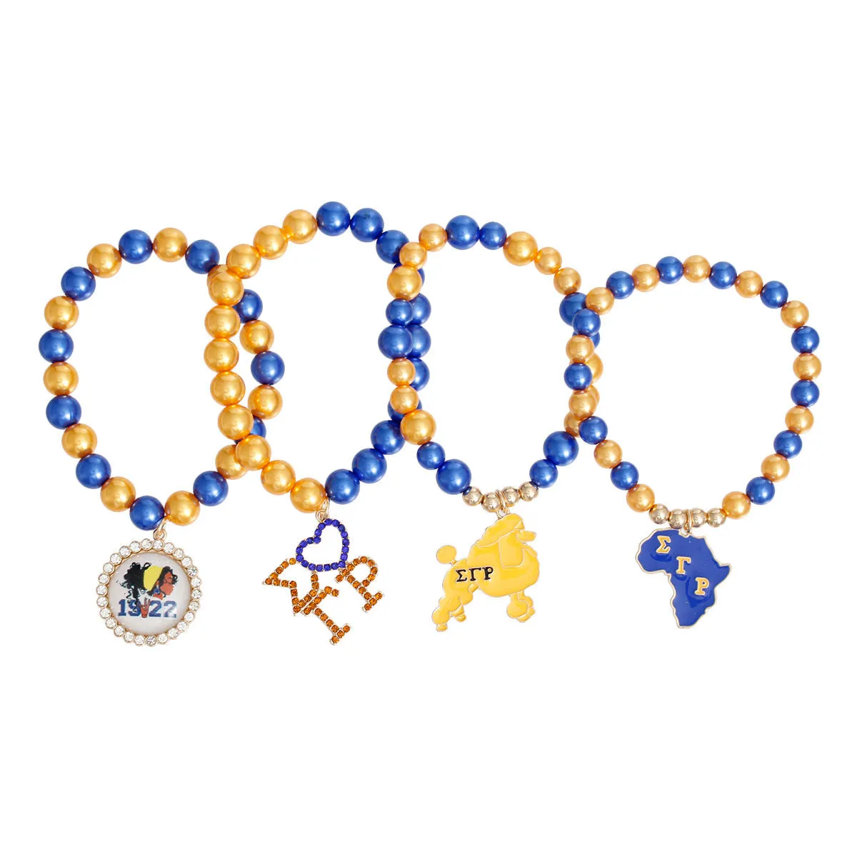 Sigma Gamma Rho Bracelet Blue Gold Pearl Gold Sorority SGRHO Bracelet Set