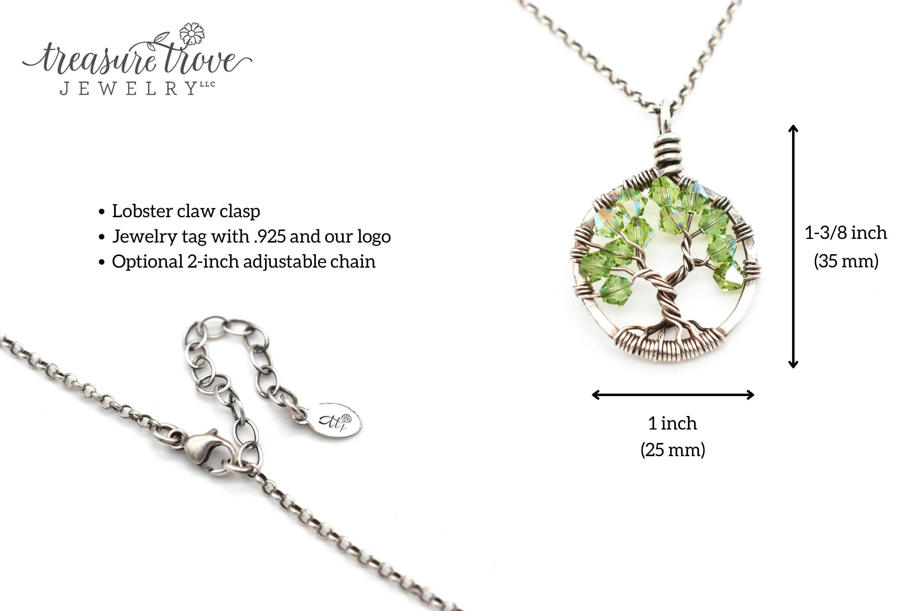 Silver Amethyst Tree of Life Crystal Necklace (February)