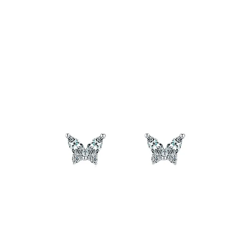 Silver Butterfly Sterling Silver Earrings with Zircon Gem