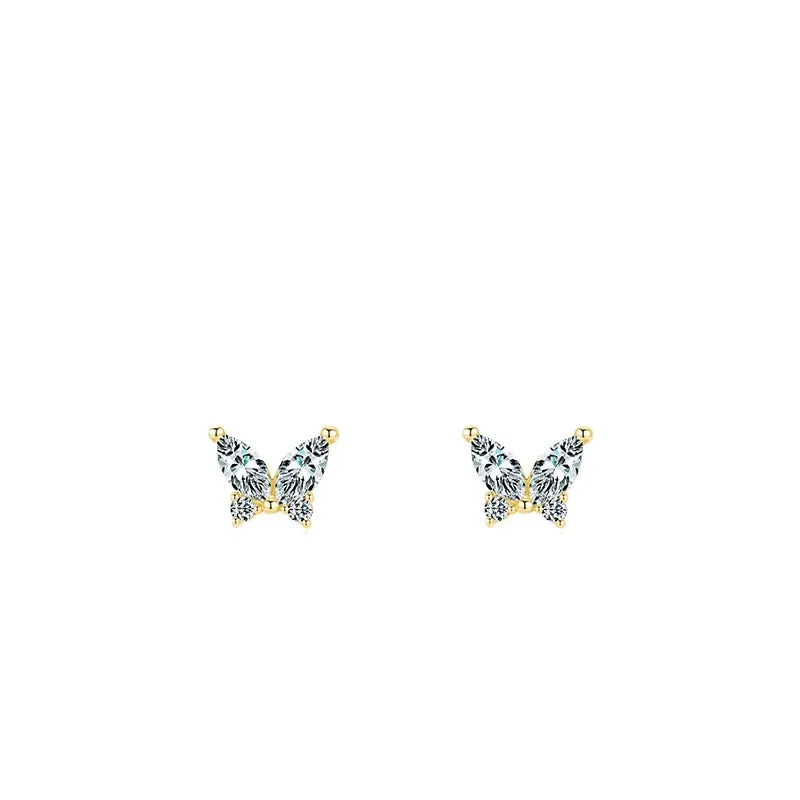 Silver Butterfly Sterling Silver Earrings with Zircon Gem