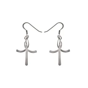 Silver Dangling Cross Earrings