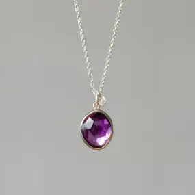 Silver Rose Cut Amethyst Theia Necklace