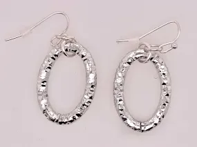 Silver Tone Texture Dangle Earrings