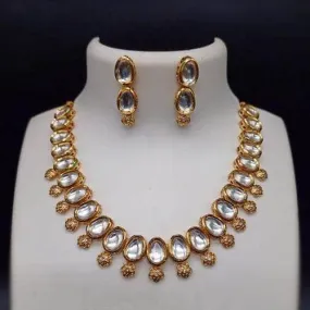 Simple Kundan Flower Necklace And Earring Set