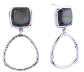 SJE310959 14K Dangle Hoop Button Post Earrings