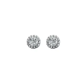 Small Round Zircon Sterling Silver Stud Earrings