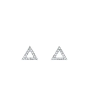 Small Sterling Silver Triangle Earrings with Micro Inlaid Zircon for Women