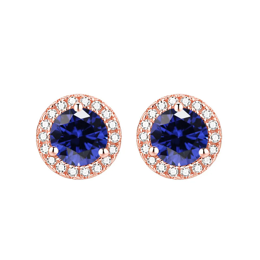 Soleste Halo Round Zircon Silver Studs Earrings for Women