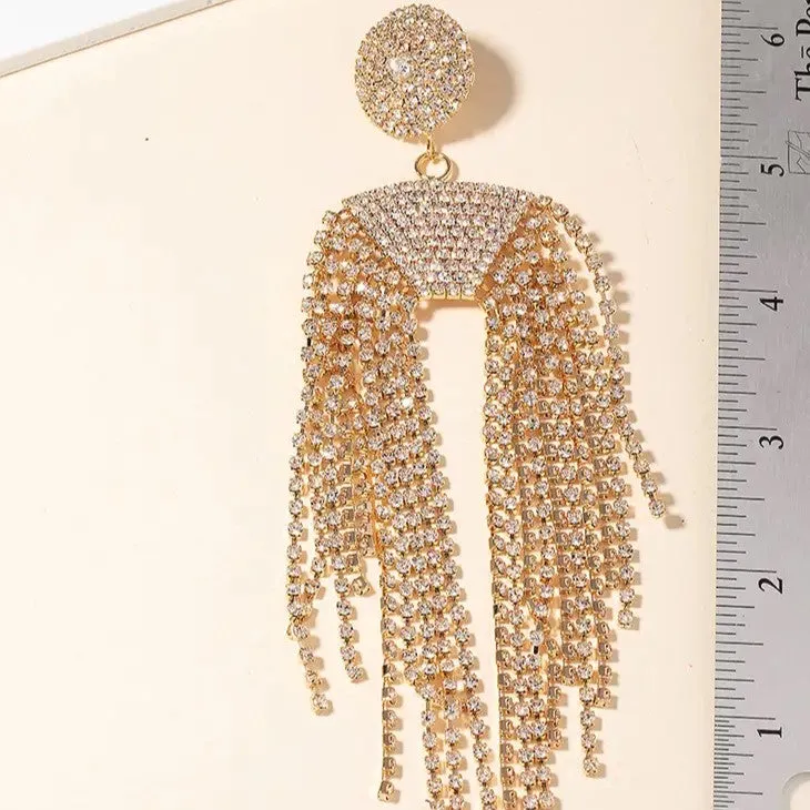 Sparkle Evermore Rhinestone Fringe Dangle Drop Earrings