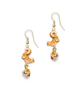 Squirrel & Acorn Drop Earrings