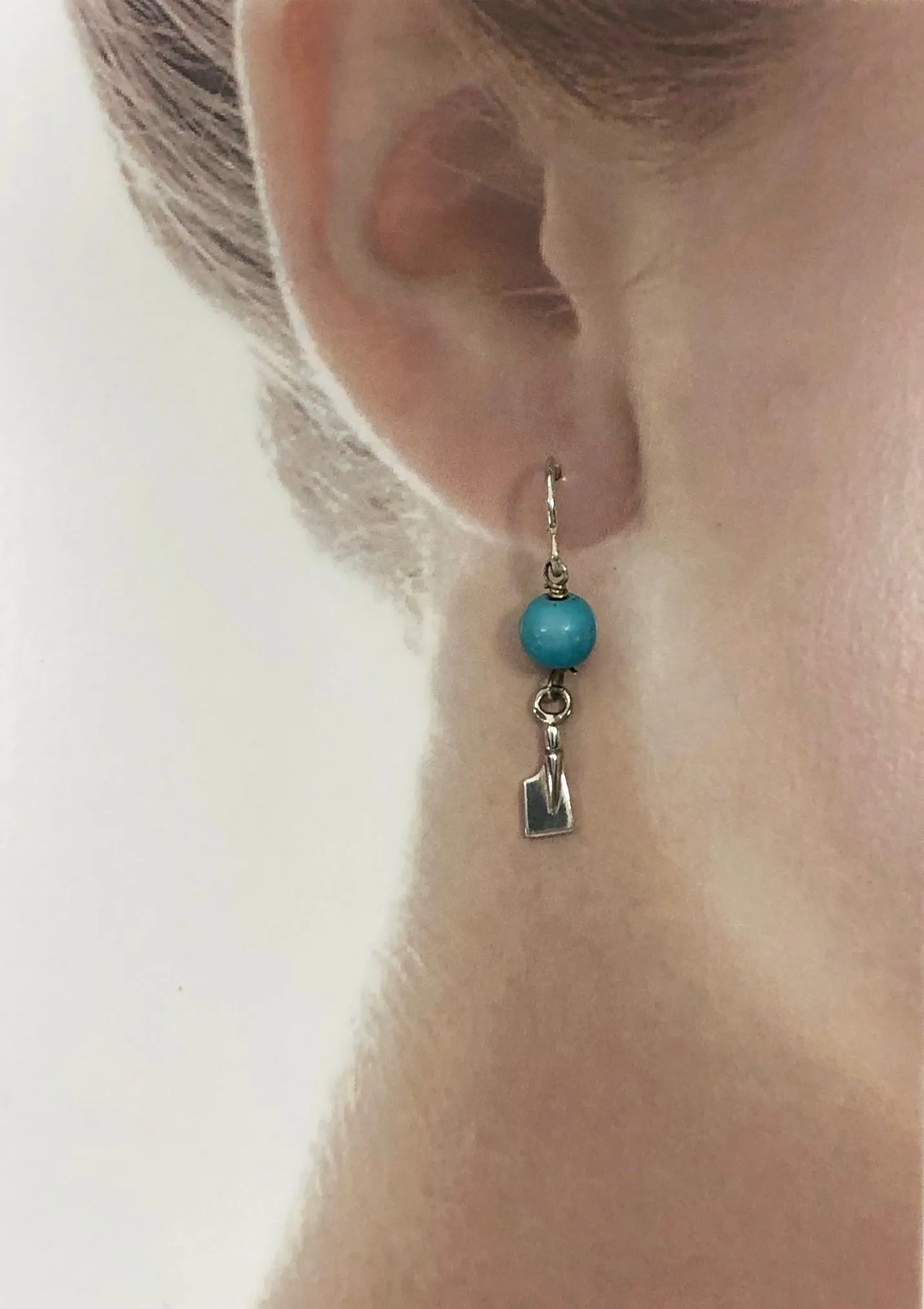 SS Stabilized Turquoise with Mini Blades Dangle Earrings