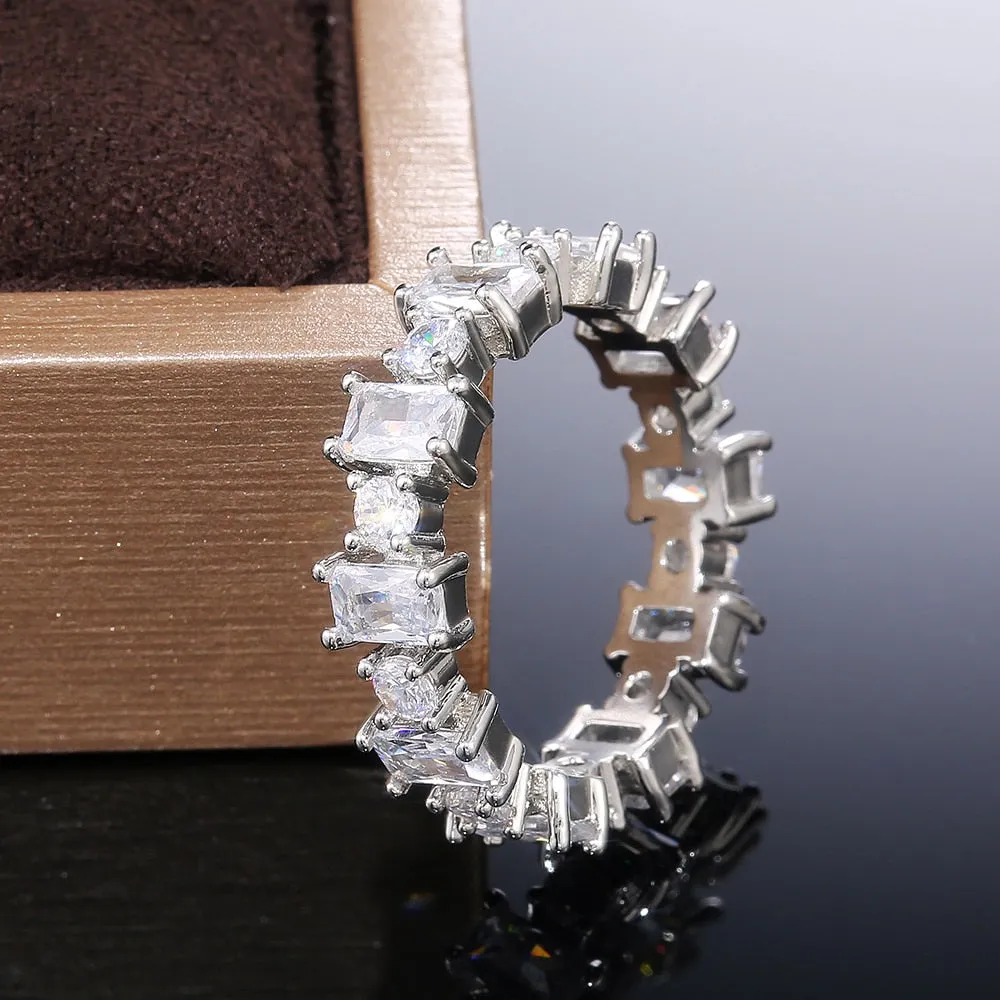 Statement Jewelry Elegant Brilliant Full Micro Paved CZ Eternity Ring