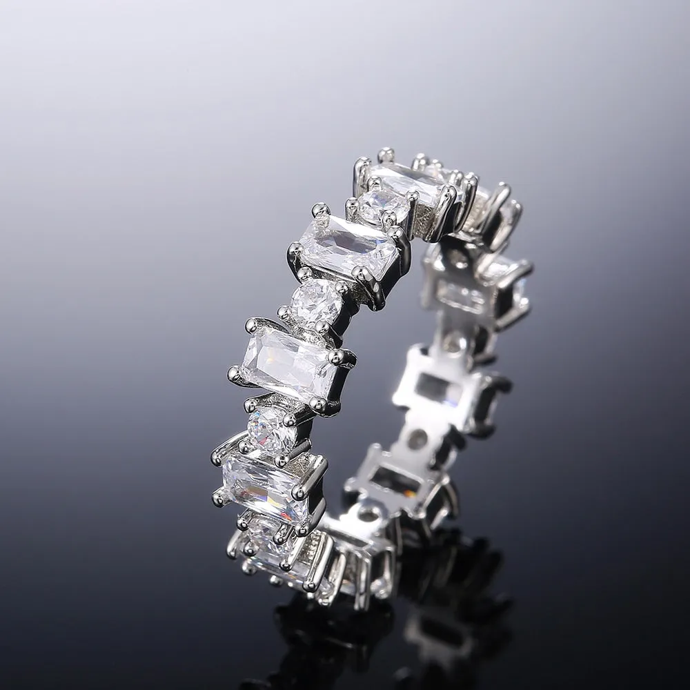 Statement Jewelry Elegant Brilliant Full Micro Paved CZ Eternity Ring